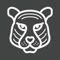 icono de línea de cara de tigre invertida vector