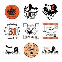 Farmhouse Halloween season party signs. SET for Halloween. Vector illustration.