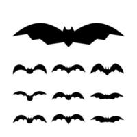 Halloween bats. Set of 10 silhouettes isolated on white. Vector clipart