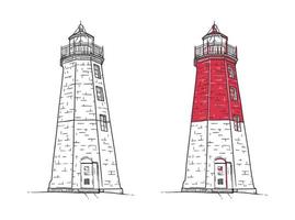 Hand drawn illustration of a lighthouse vector