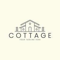 minimalist cottage house with line art style logo vector illustration icon template design