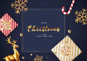 Greeting Card Merry Christmas and Happy New Year. Vector Illustration