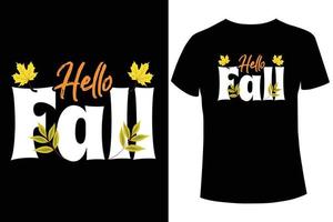 plantilla de diseño de camiseta de hola otoño vector