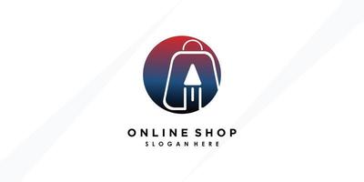 online shop logo design with creative concept premium verctor vector