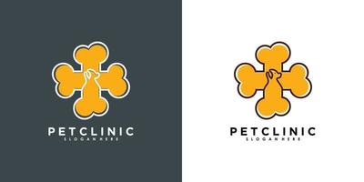 diseño de logotipo de clínica de mascotas con vector premium de concepto moderno