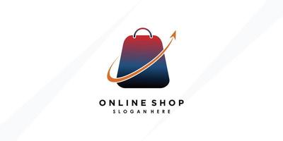 online shop logo design with creative concept premium verctor vector