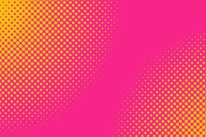 Pink yellow pop art background with halftone dots in retro comic style. Vector illustration.