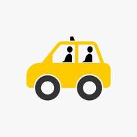 Simple and unique mini small taxi car with two passengers image graphic icon logo design abstract concept vector stock. Can be used as symbol related to transportation or mobile