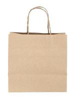 Brown paper bag isolated on white with clipping path photo