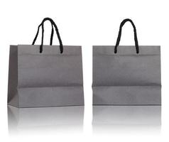 Gray paper bag on white background photo