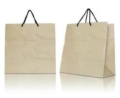 Brown paper bag on white background photo