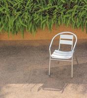 Stainless steel chair in a garden photo