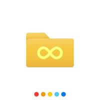 Flat folder design element with infinity symbol, Folder icon, Vector and Illustration.