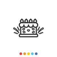 Cute valentines cake flat design element, Icon, Vector and Illustration.