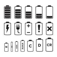 diseño de icono de indicador de batería, signo de tamaño de batería, elemento de diseño vectorial vector