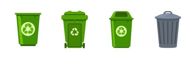 Recycle bin icon set, design element suitable for websites, print design or app vector
