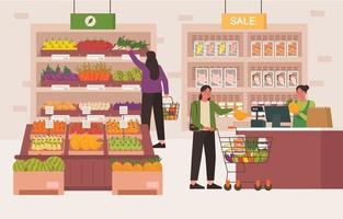 Moms Shopping For Monthly Needs vector