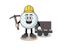 Mascot Illustration of golf ball miner vector