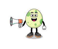 spotted egg cartoon illustration holding megaphone vector