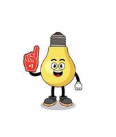 Cartoon mascot of light bulb number 1 fans vector