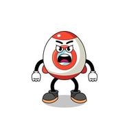 rocket cartoon illustration with angry expression vector