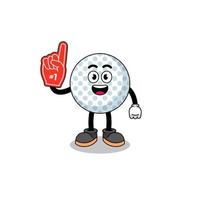 Cartoon mascot of golf ball number 1 fans vector