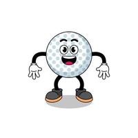 caricatura de pelota de golf con gesto sorprendido vector