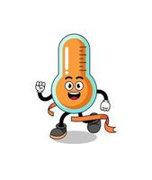 Mascot cartoon of thermometer running on finish line vector