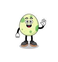 spotted egg cartoon doing wave hand gesture vector