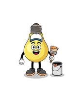 Character mascot of light bulb as a painter vector