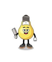 Mascot of light bulb as a butcher vector