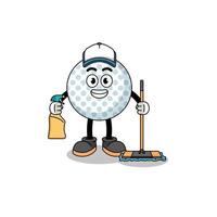 Character mascot of golf ball as a cleaning services vector