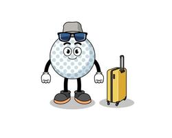 golf ball mascot doing vacation vector