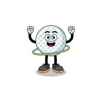 ilustración de personaje de pelota de golf jugando hula hoop vector