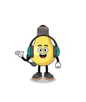 Mascot Illustration of light bulb as a customer services vector