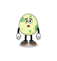 spotted egg cartoon illustration with sad face vector