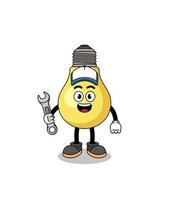 light bulb illustration cartoon as a mechanic vector