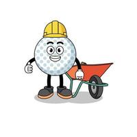 golf ball cartoon as a contractor vector