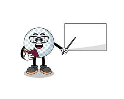 Mascot cartoon of golf ball teacher vector