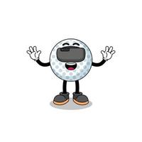 Illustration of golf ball with a vr headset vector