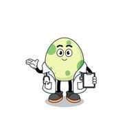 Cartoon mascot of spotted egg doctor vector