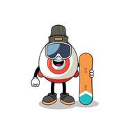 caricatura de la mascota del jugador de snowboard de cohetes vector