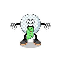 golf ball mascot cartoon vomiting vector