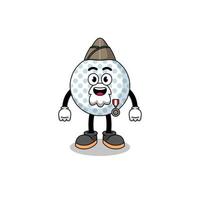 Character cartoon of golf ball as a veteran vector