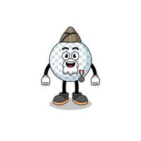 Character cartoon of golf ball as a veteran vector