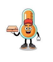 thermometer illustration as a pizza deliveryman vector