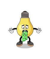 light bulb mascot cartoon vomiting vector