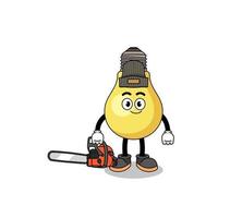 light bulb illustration cartoon as a lumberjack vector