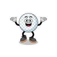 golf ball cartoon searching with happy gesture vector