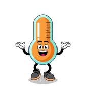 thermometer cartoon searching with happy gesture vector